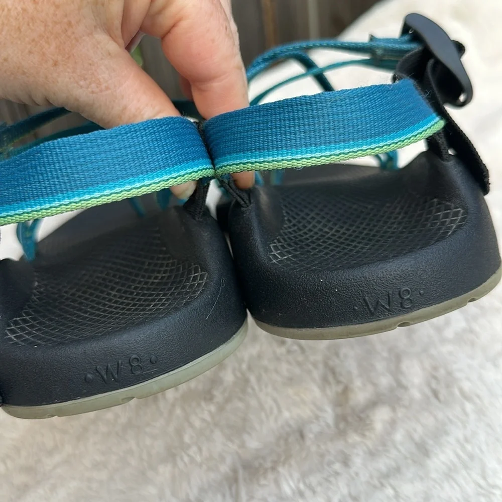 Chaco Turquoise and Black Adventure Sandals Size 8